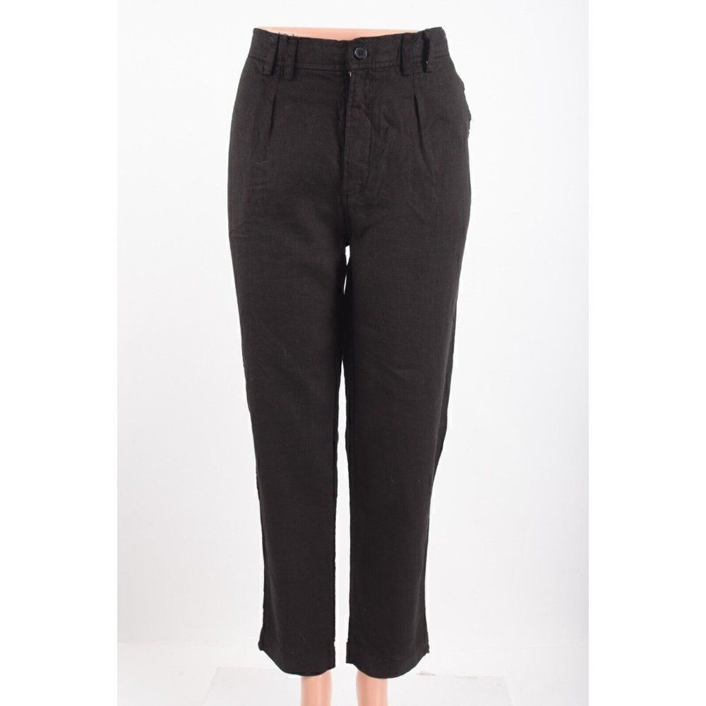 People Like Frank Womens Pants Size 6 Black Linen Straight Fit NWT